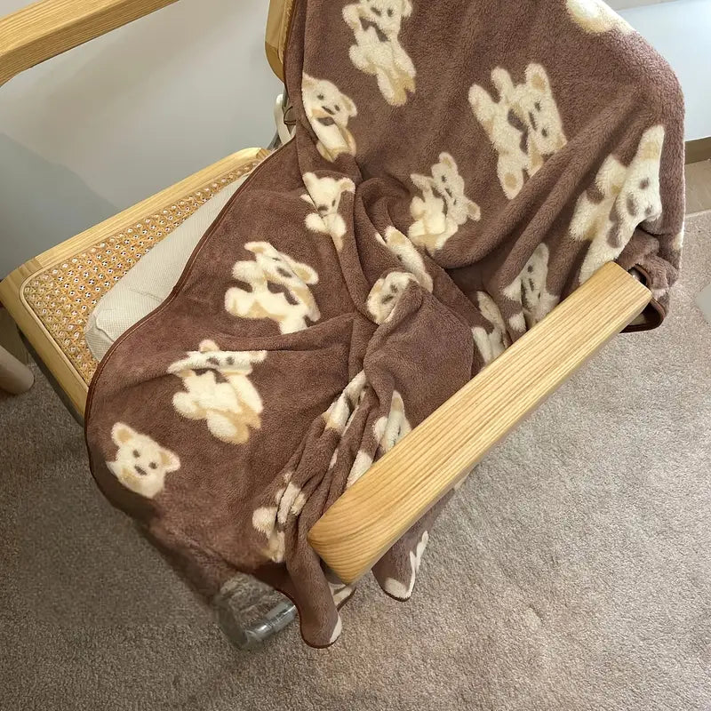 Brown Vintage Bear Coral Fleece Bath Towel (1 Piece)