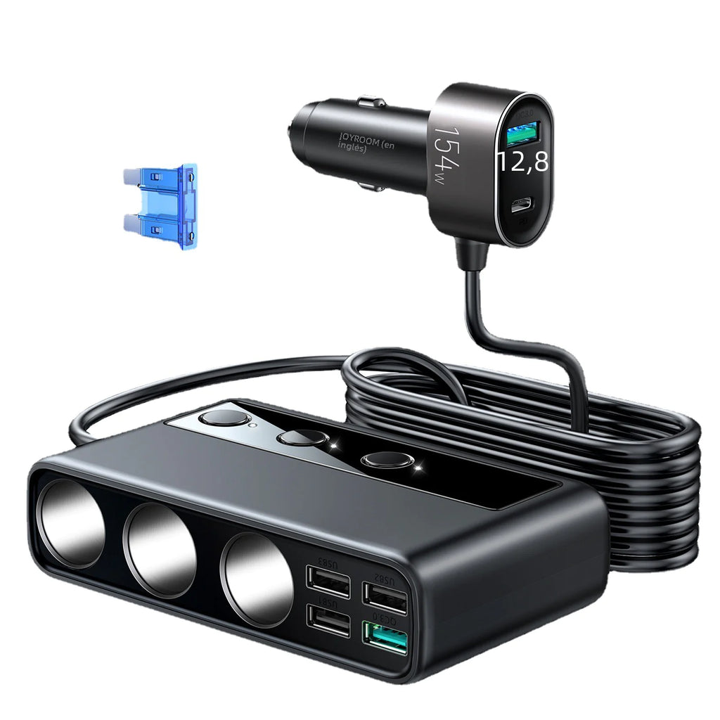 Multi-Port Car Phone Charger with PD & QC Fast Charge