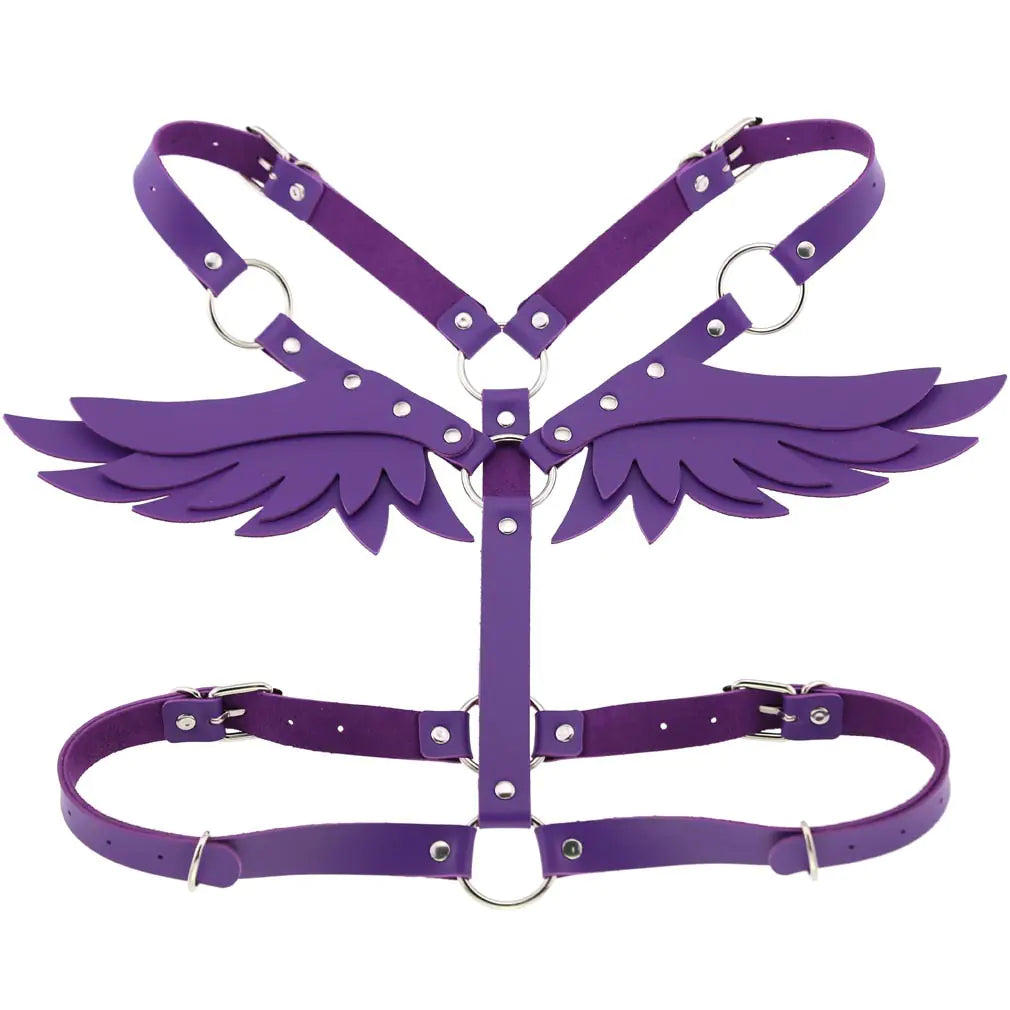 Women's Leather Angel Wings Harness Set