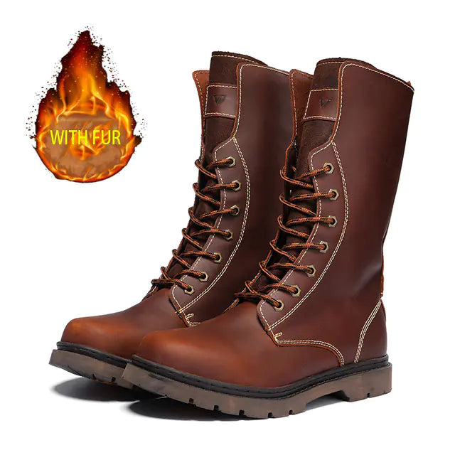 Men's Waterproof Leather Martin Hiking and Combat Boots