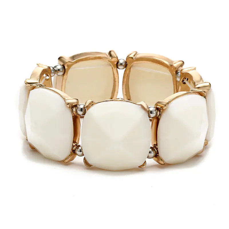 Vintage Cut Black Gem Wide Bracelet with Large Stone