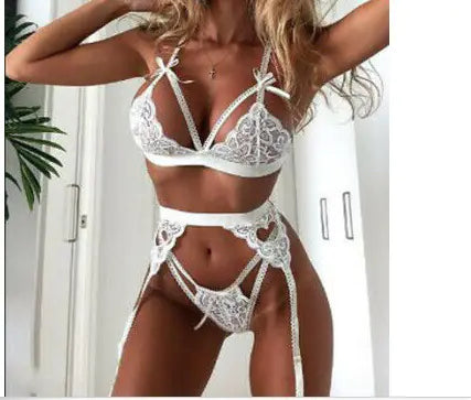 Lace Dress and Lingerie Set with Doll Robe and Bra