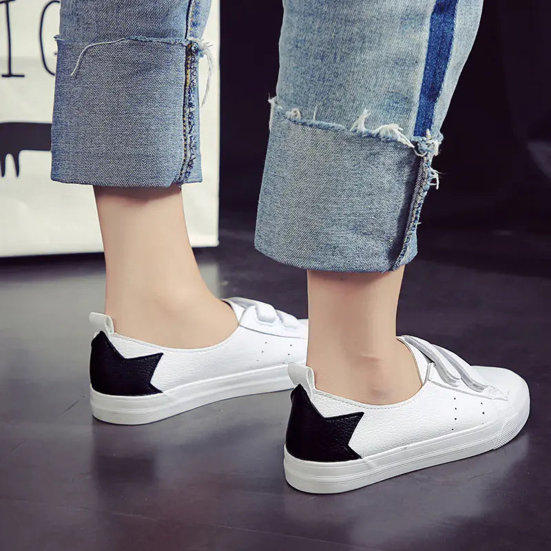 Women's Flat White Shoes - Casual Slip-On Sneakers