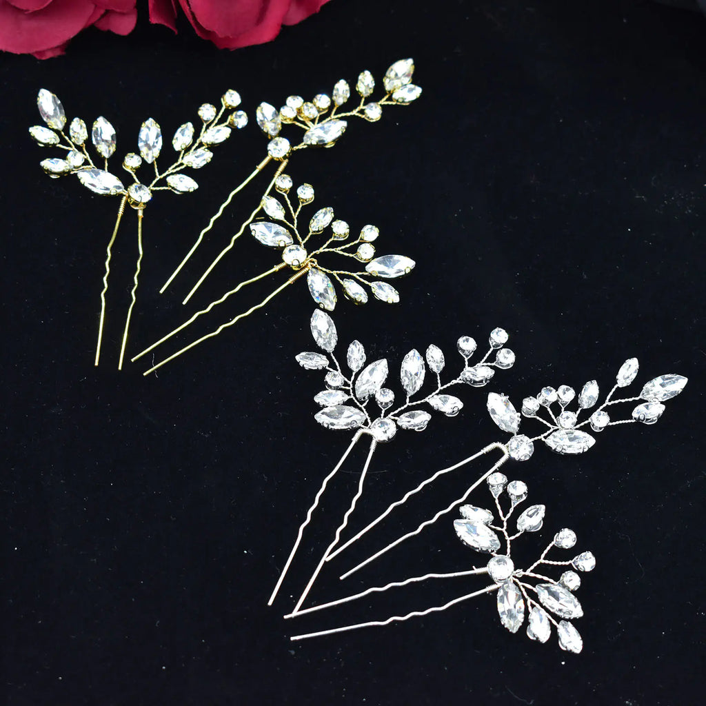 Handmade Rhinestone Hairpin Set for Brides (3 Pieces)