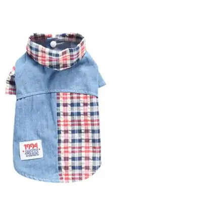 Summer Plaid Stitching Shirt for Bichon Poodle Pets