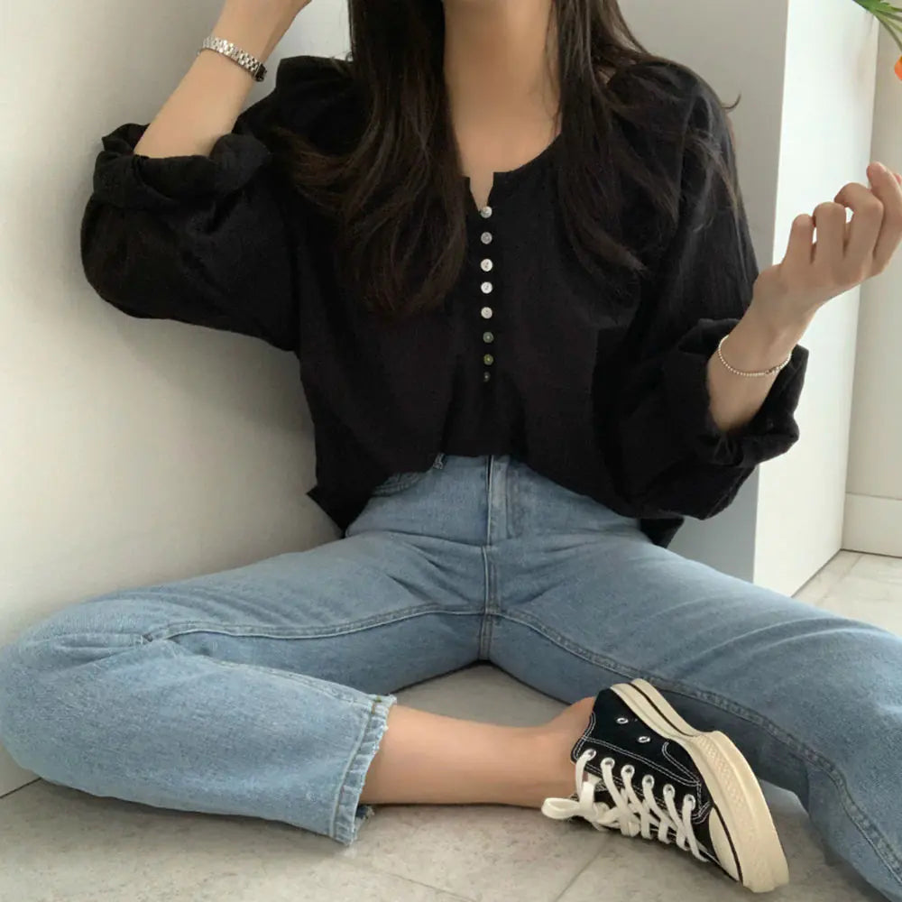 Chic Korean Style Long Sleeve Lightweight Shirt