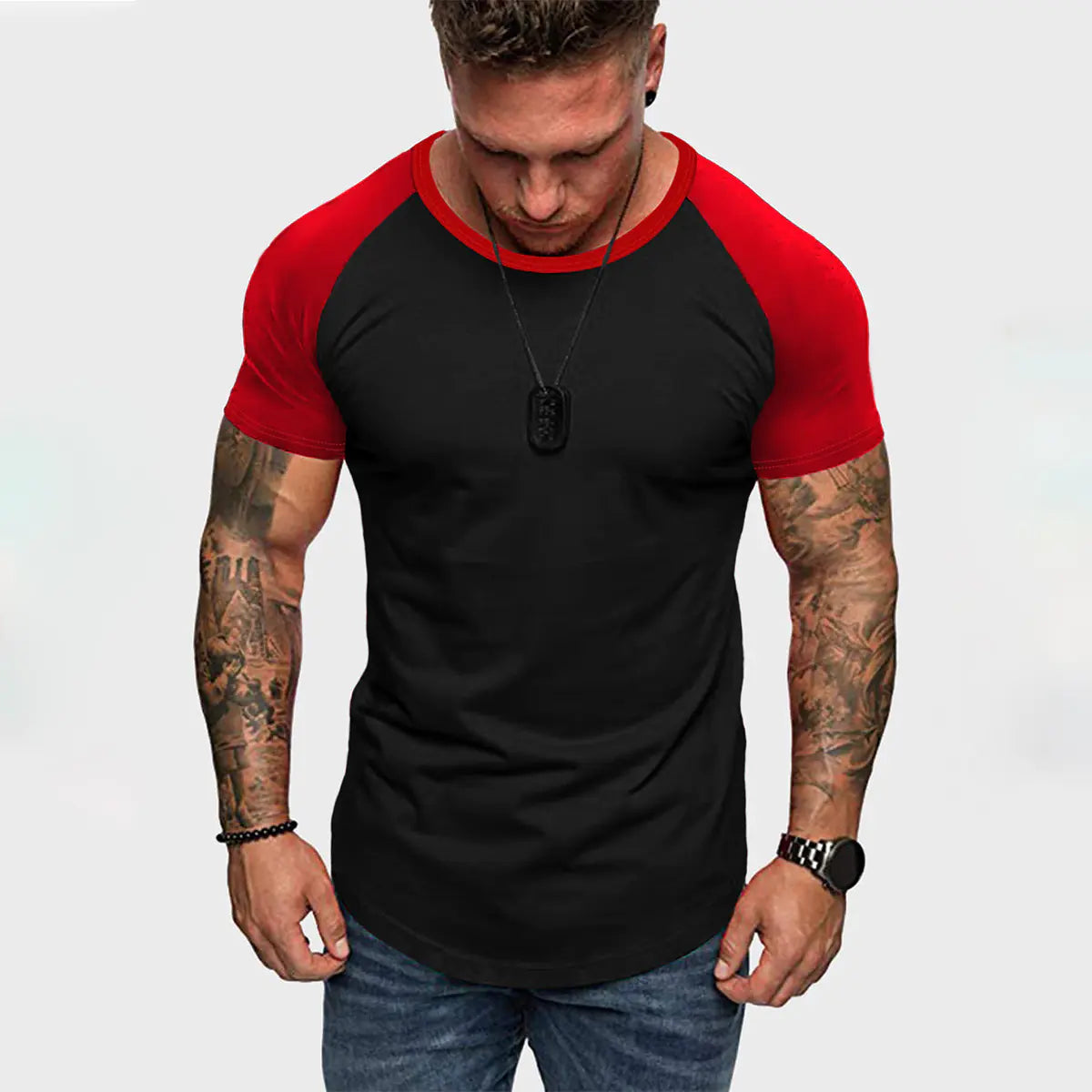 Men's Heavyweight Color Block Short Sleeve T-Shirt