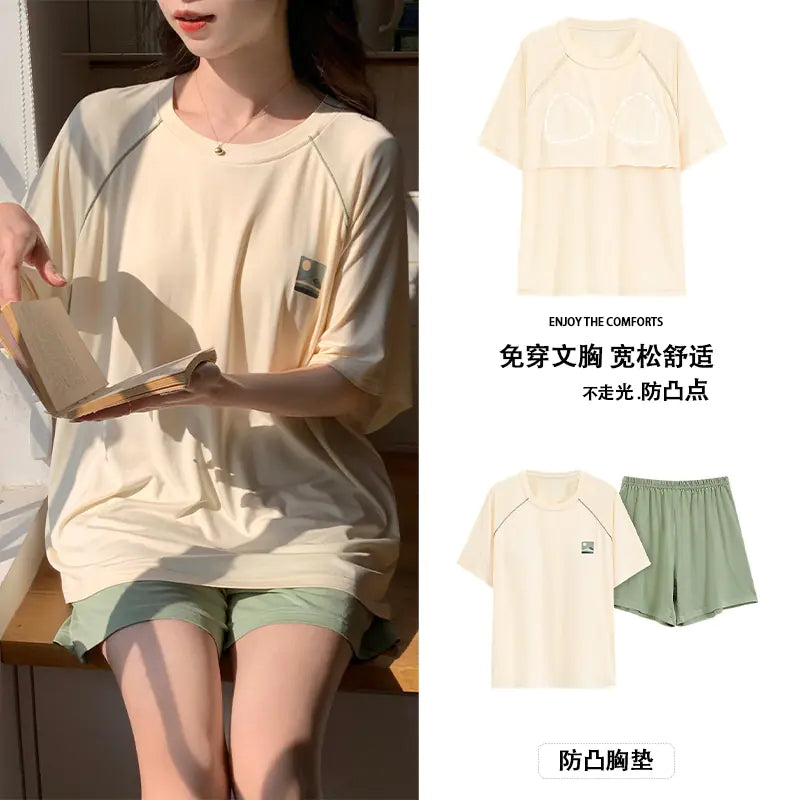 Women's Short Sleeve Modal Pajama Set (Solid Color)