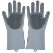 Silicone Dishwashing Gloves with Insulation and Brush