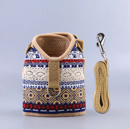 Ethnic Style Dog Leash and Clothing Set