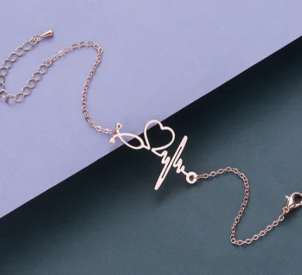 Creative ECG Heartbeat Bracelet - Stainless Steel Design