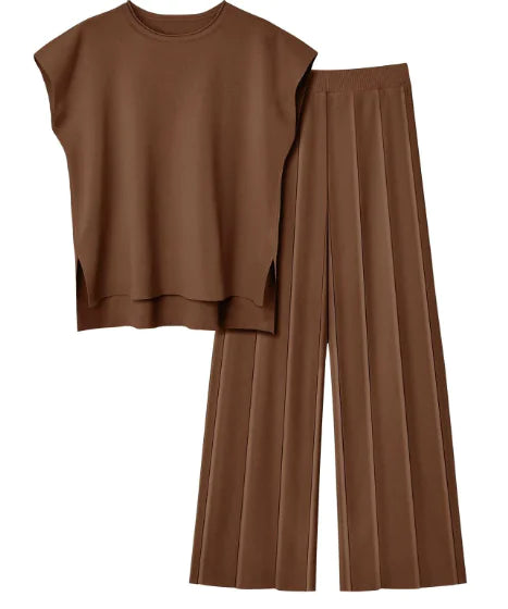 Women's Viscose Fiber Set with Wide-Leg Pants (One Set)