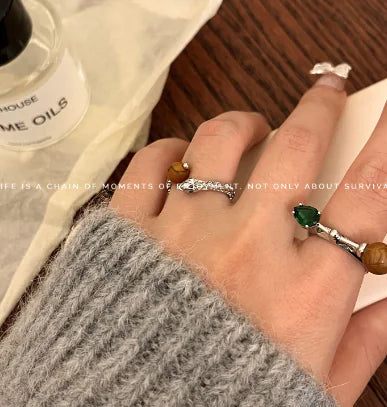 High-Grade Metal Texture Tigereye Ring