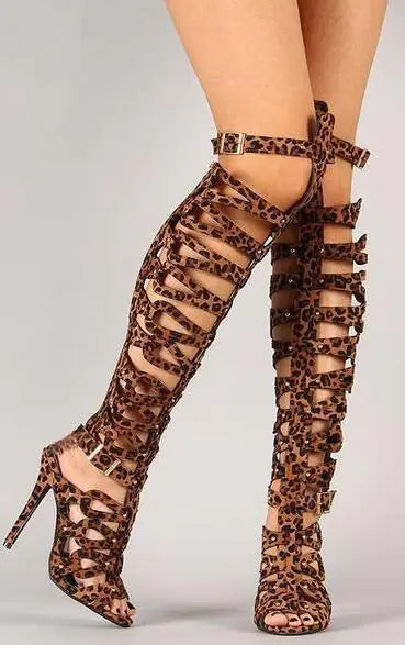 Fashionable Punk Style Hollow-Out High Heels Boots