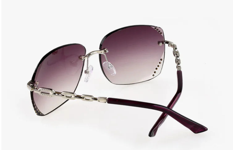 Trendy Fashionable Rimless Sunglasses with Diamonds