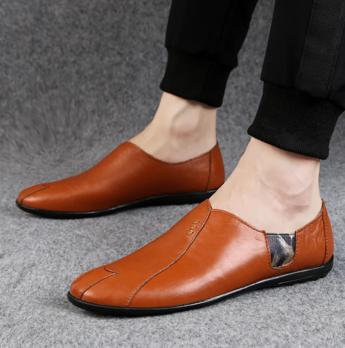 Men's Casual Loafers - Soft Leather Slip-On Shoes