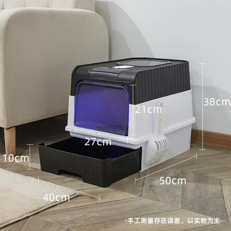 Large Closed Cat Litter Box with Anti-Splash Design