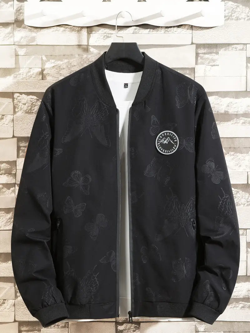 Men's Oversized Jacket with Butterflies Pattern (Plus Size)