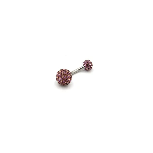 Crystal Ball Belly Button Ring with Disco Ball Design
