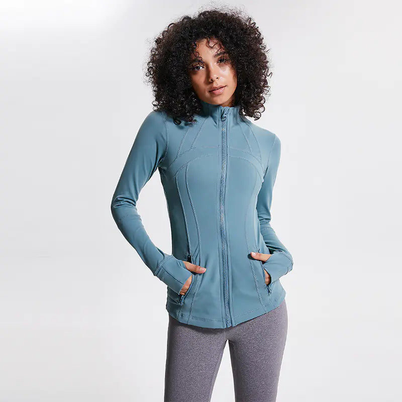 Women's Nylon Stretch Zip-Up Yoga Jacket for Fall/Winter