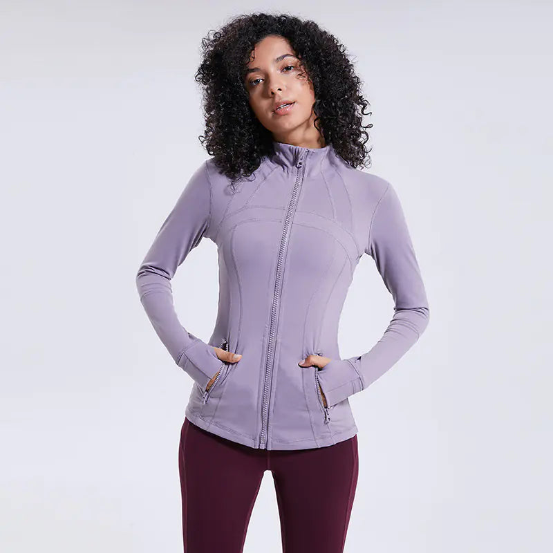 Women's Nylon Stretch Zip-Up Yoga Jacket for Fall/Winter