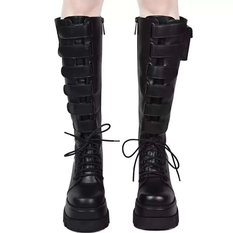 Winter  Plus Size Women's Mid-Calf Lace-Up Boots