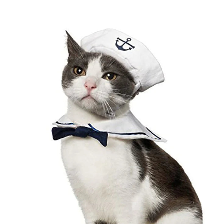 Navy Sailor Outfit for Cats - Warm Pet Accessories