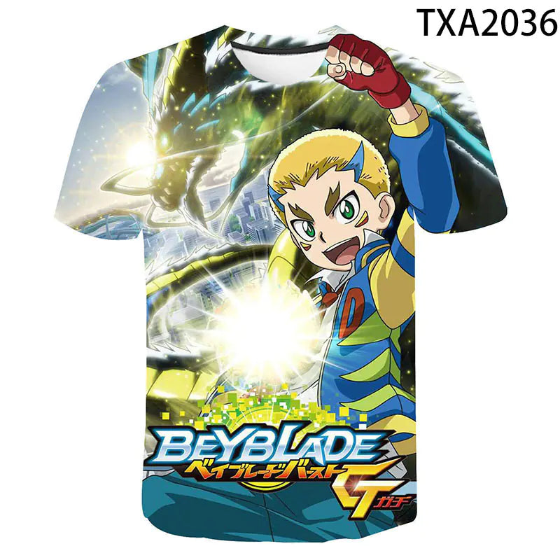 Beyblade Burst 3D Print Round Neck T-Shirt