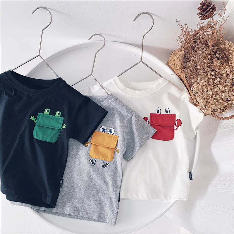 Cute Contrast Color Pocket Top for Kids (Summer)
