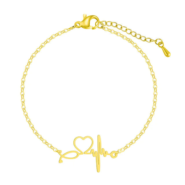 Creative ECG Heartbeat Bracelet - Stainless Steel Design