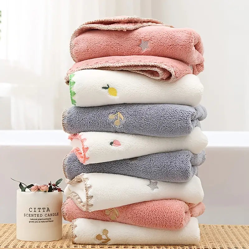 Embroidered Star Moon Cherry Soft Absorbent Towel 34x76cm