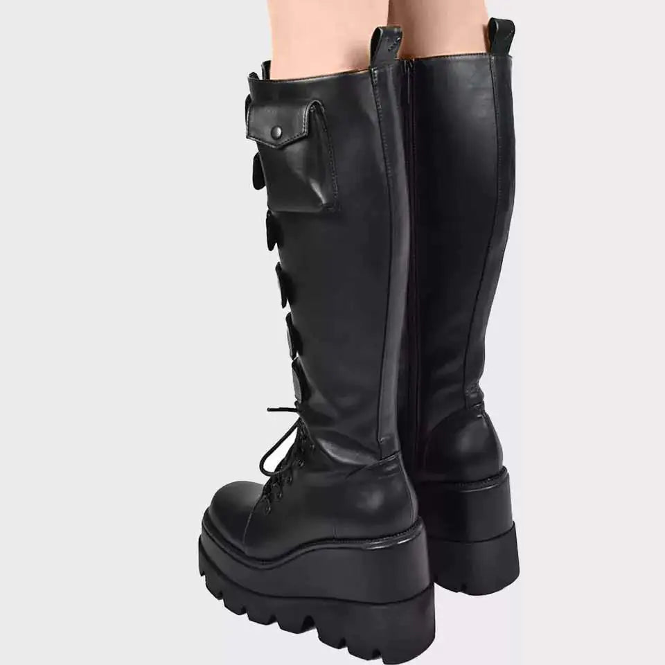 Winter  Plus Size Women's Mid-Calf Lace-Up Boots