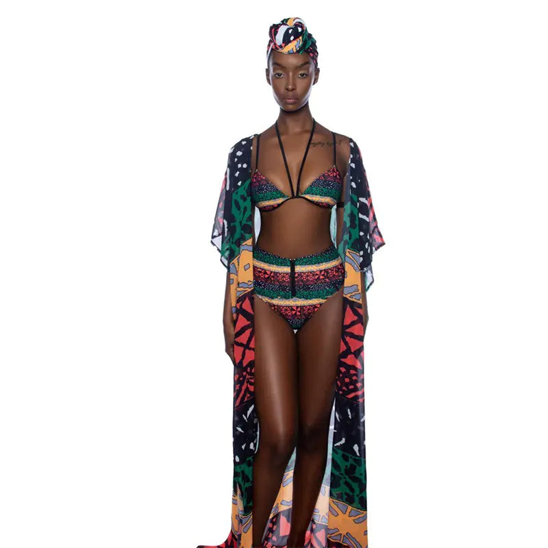 African Print Two-Piece Swimsuit Set
