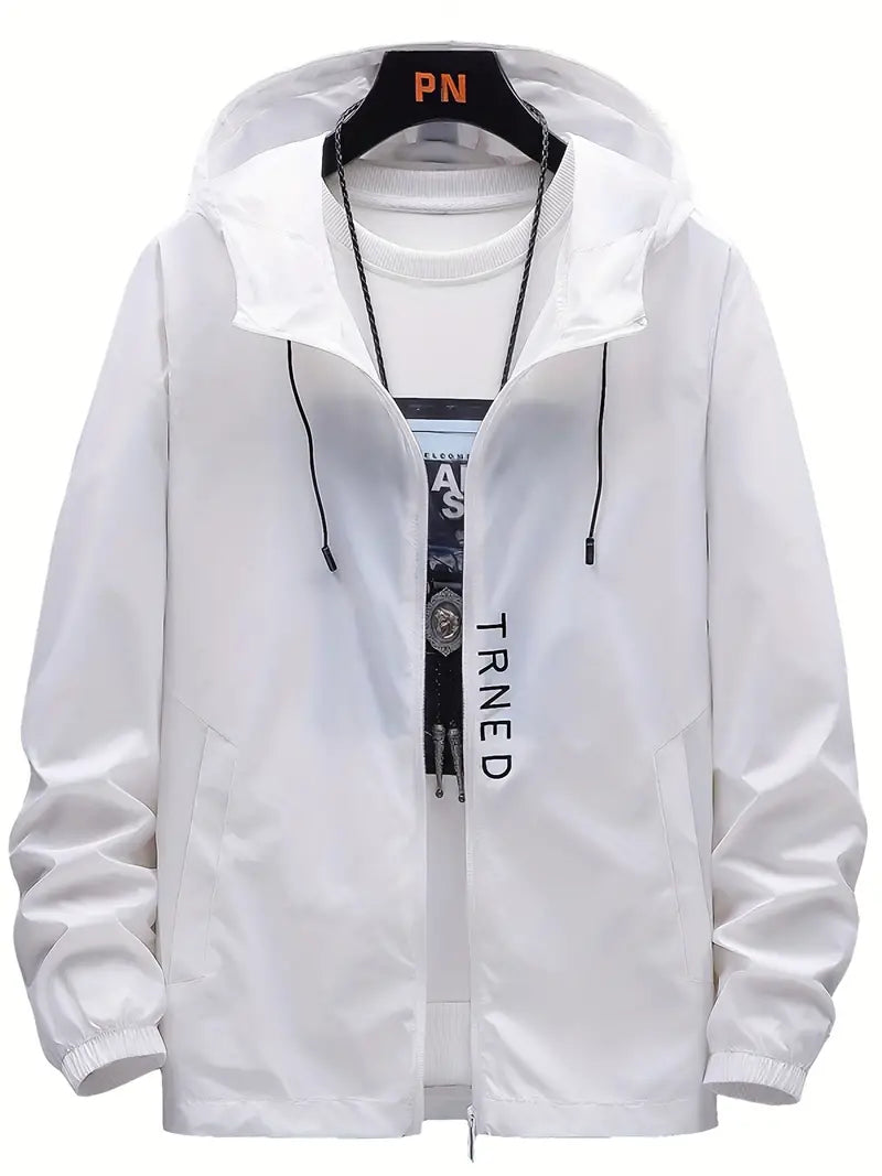 Men's Sun Protection Hooded Zip Coat for Summer Outdoors