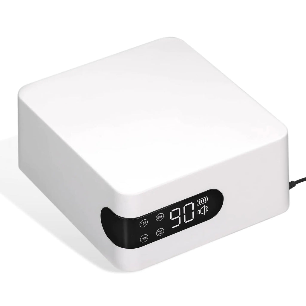 CHRISTINE SHELLY UV LED 96W Nail Lamp Professional Nail Dryer Sparkly Gel Polish Light with 4 Timer Setting Plug-in Quick Dry Curing Lamp with Display Auto Sensor for Salon & Home White