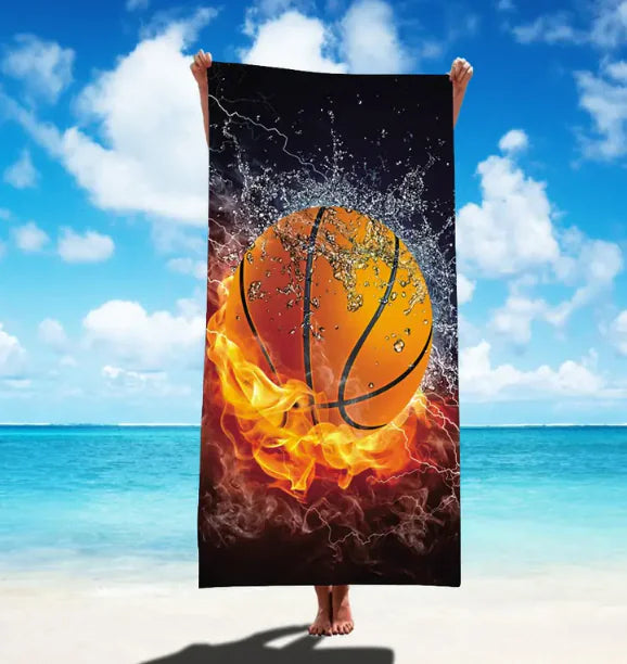Basketball Print Quick-Drying Beach Towel 150x75cm