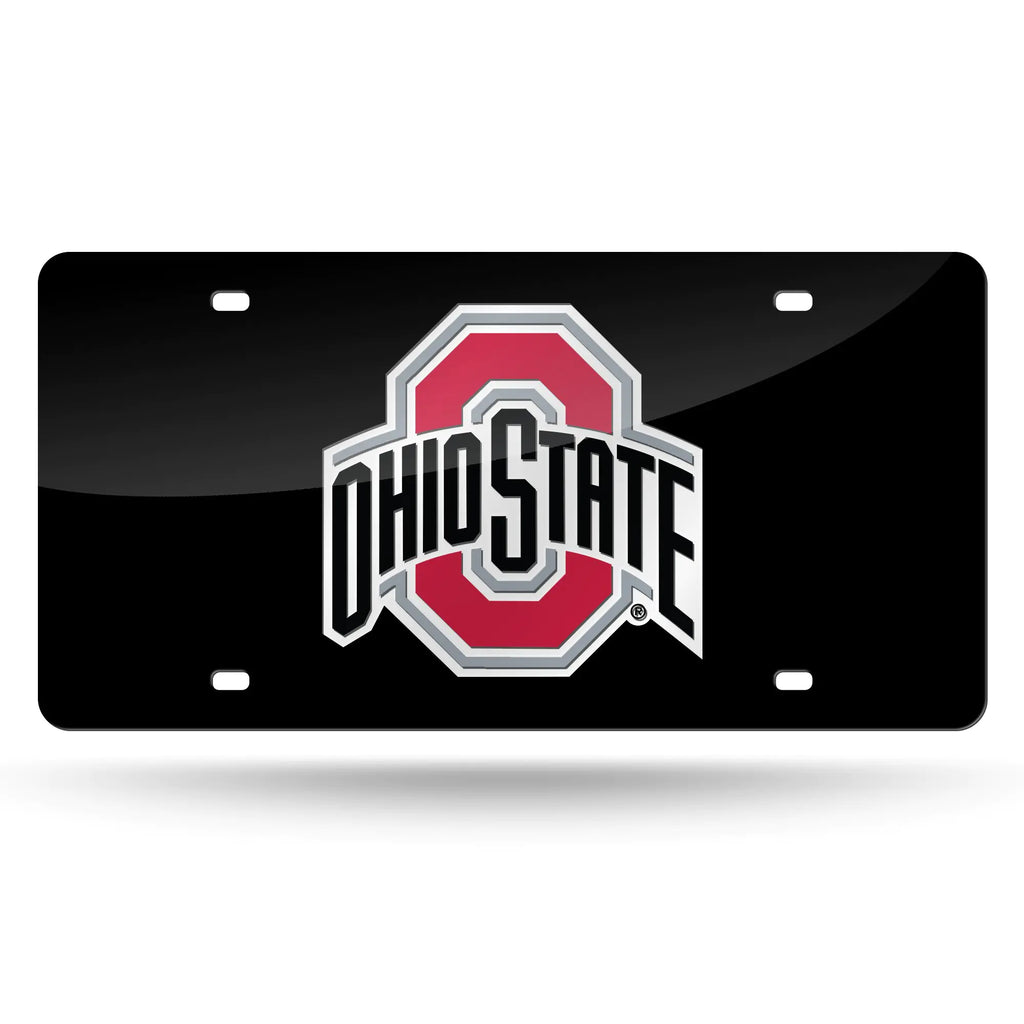 Ohio State Buckeyes Laser Inlaid Metal License Plate Tag  6 x 12-inches