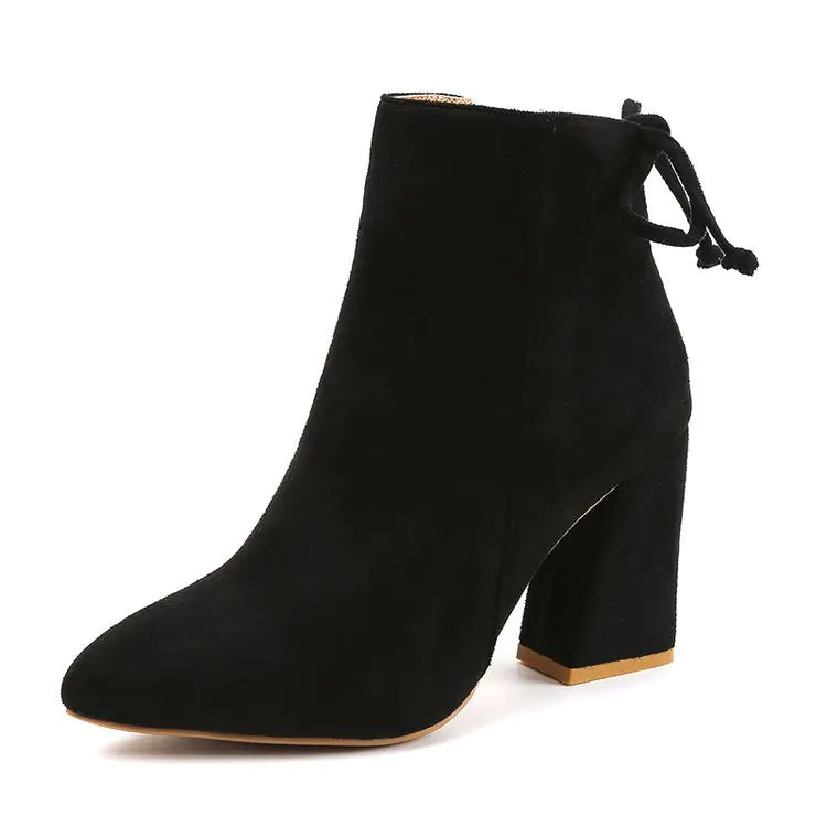 Women's Fashion High Heel Ankle Boots with Bow