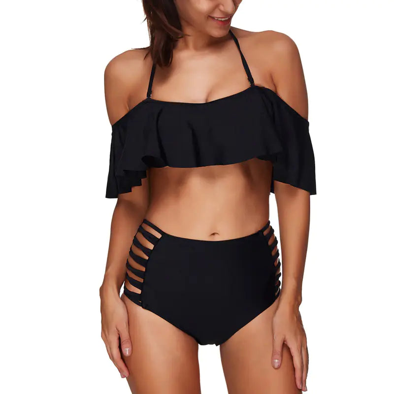 Women's High-Waisted Hollow Swimwear Bikini