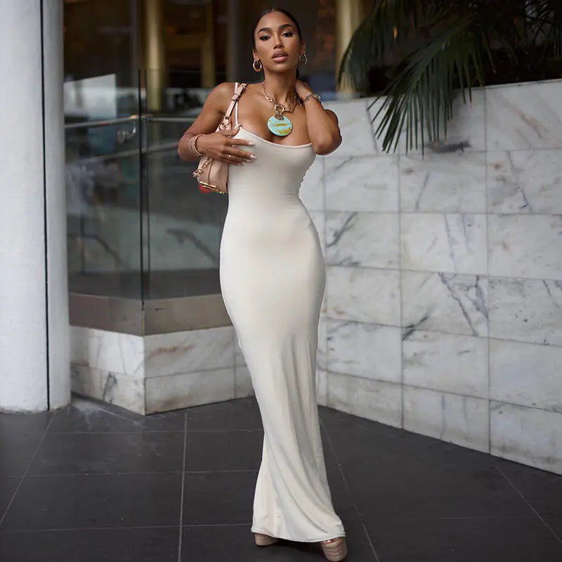 Slim-fitting Patchwork Camisole Dress for Women