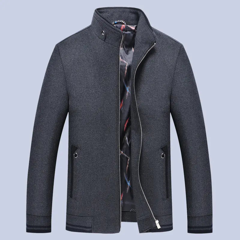 Men's Thick Slim Fit Jacket with Stand Collar
