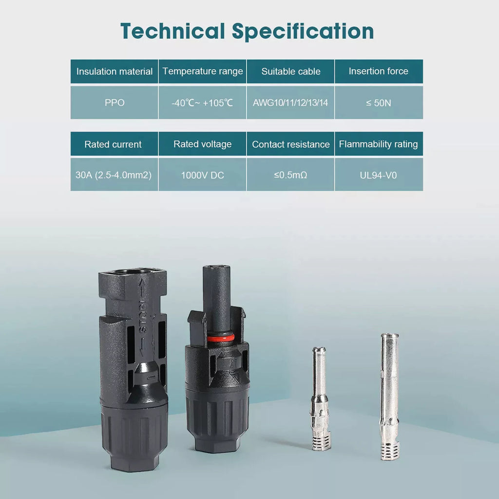 10/20/50/100/200 Pairs Male Female Solar Cable Connectors For DIY Solar Panel US