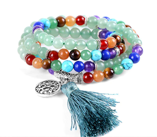 108 Chakra Energy Stone Long Bracelet for Women