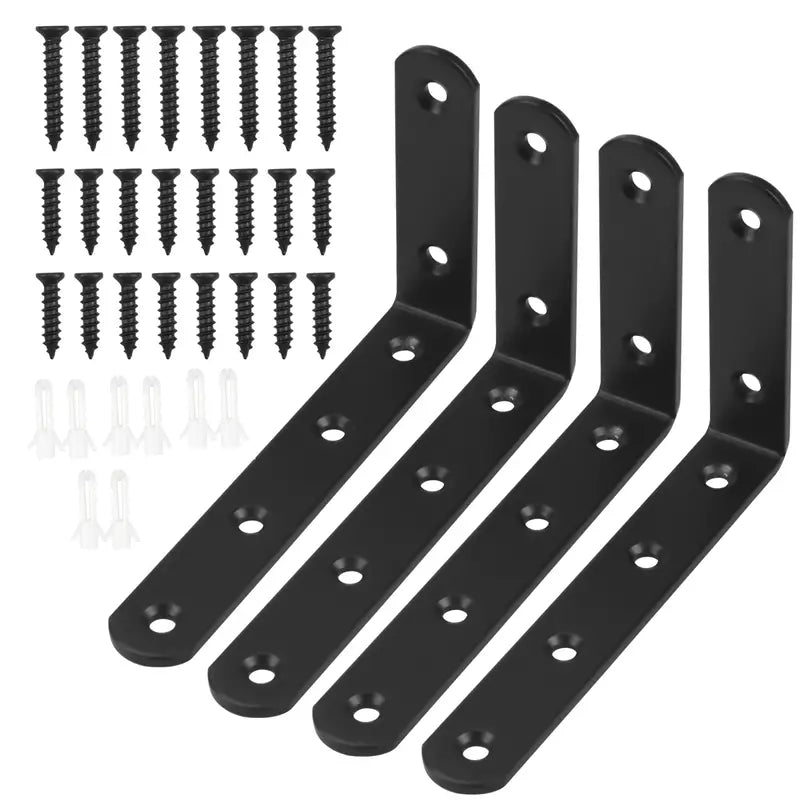L-Shaped Black Corner Iron Wall Bracket for Support