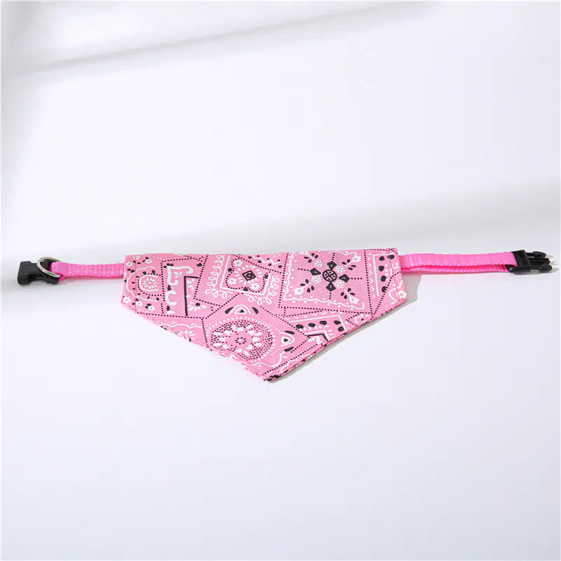 Adjustable Triangle Print Pet Collar with Towel