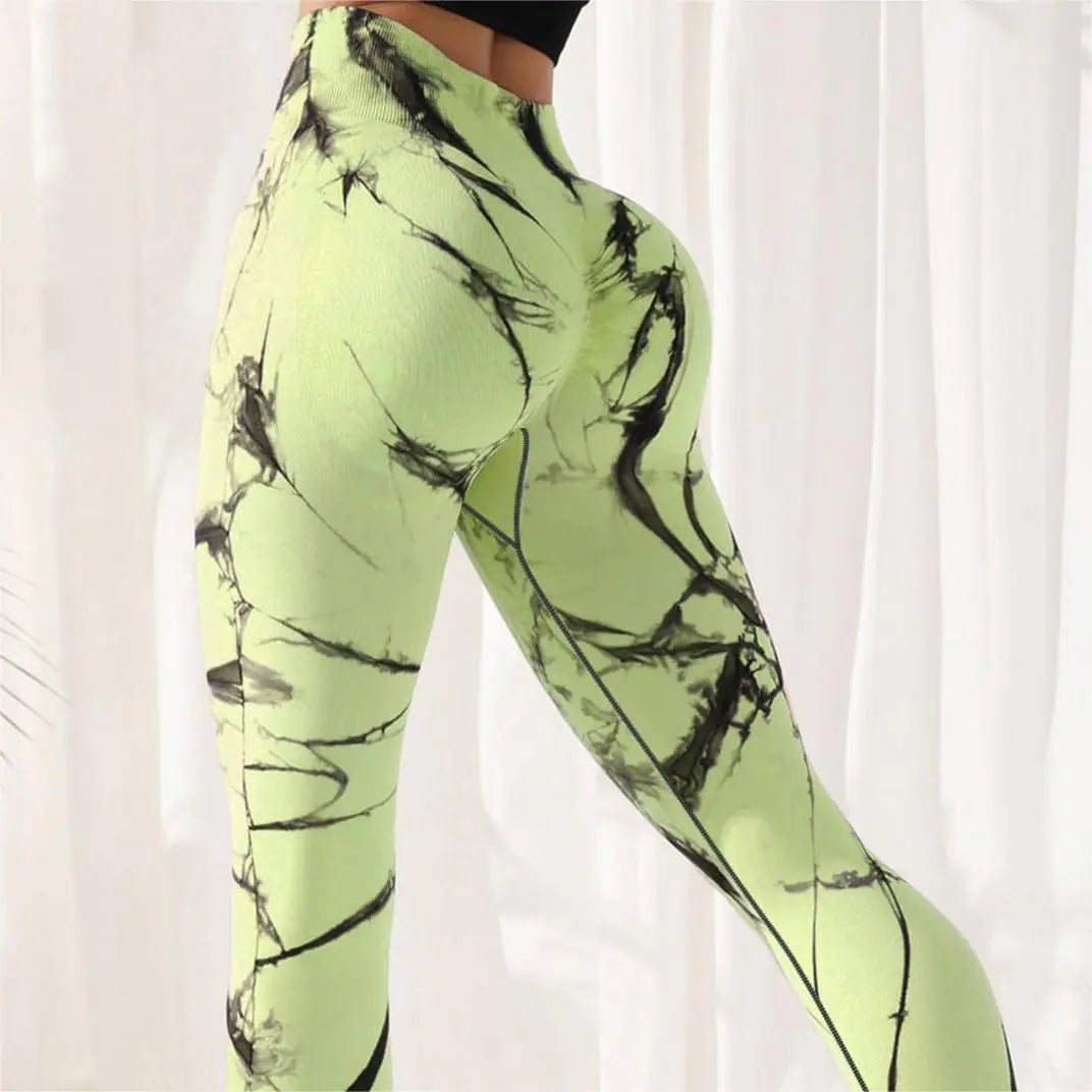 High Waist Tie-Dye Spandex Yoga Leggings for Women