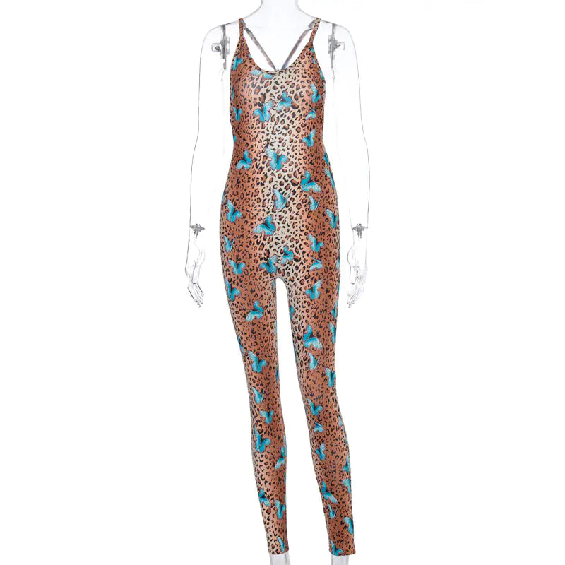 Butterfly Backless Fitness Jumpsuit for Women