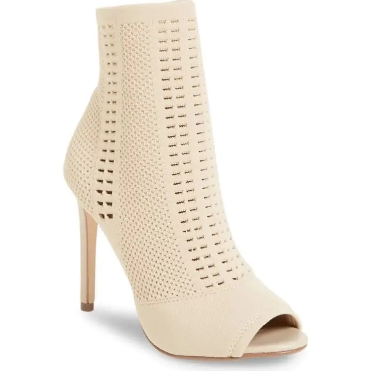 Stylish High Heel Short Boots with Peep-Toe Design