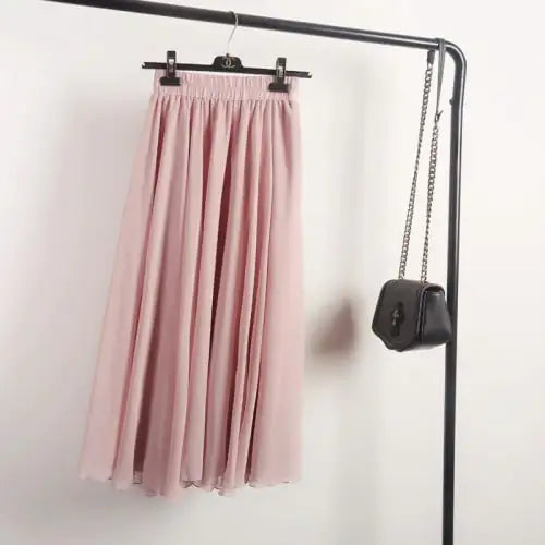 Spring Chiffon A-Line Pleated Half-Length Skirt