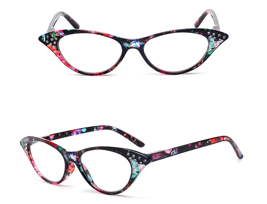 Vintage Cat Eye Diamond Reading Glasses for Women